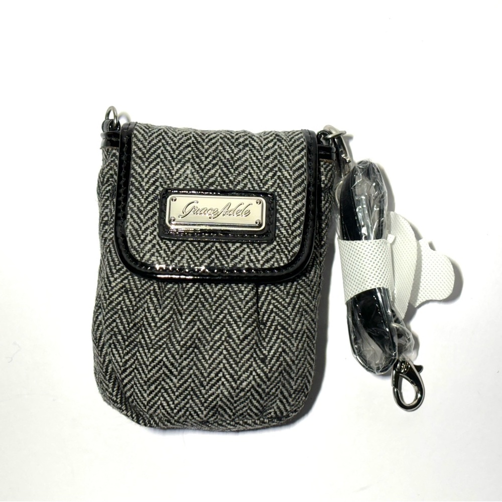 Grace Adele Herringbone Wristlet Purse Accessory Clip On NEW